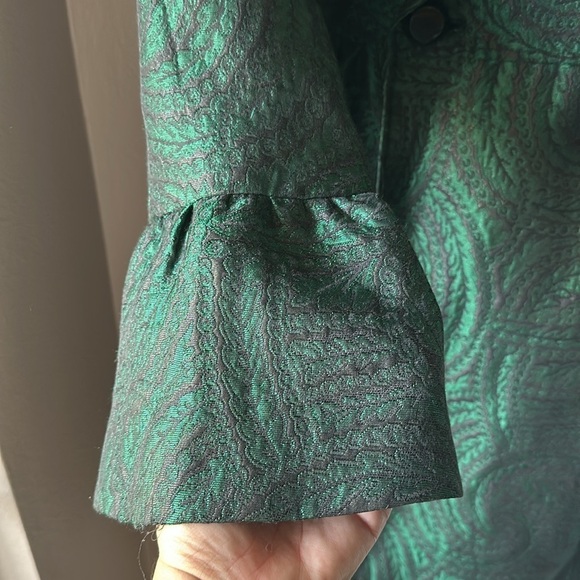 I.N.C. INTERNATIONAL CONCEPTS Green Jacquard Bell Sleeve Peacoat Jacket - Picture 5 of 7
